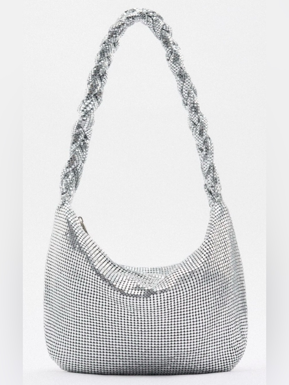 Zara Mesh Silver Shoulder Bag
